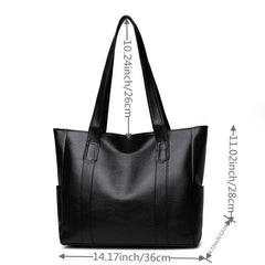 Large Capacity Shoulder Bag Zipper Handbag Casual Solid Tote Bag Women