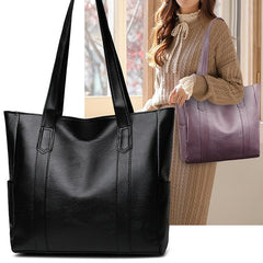 Large Capacity Shoulder Bag Zipper Handbag Casual Solid Tote Bag Women