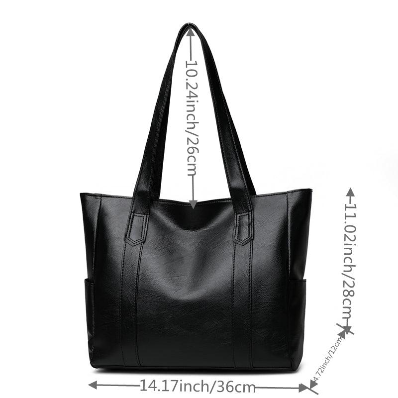 Large Capacity Shoulder Bag Zipper Handbag Casual Solid Tote Bag Women