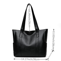 Large Capacity Shoulder Bag Zipper Handbag Casual Solid Tote Bag Women