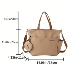 Large Capacity Canvas Shoulder Bag With Mini Zipper Purse