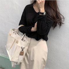 Large Capacity Canvas Tote Bag Lightweight Shoulder Bag