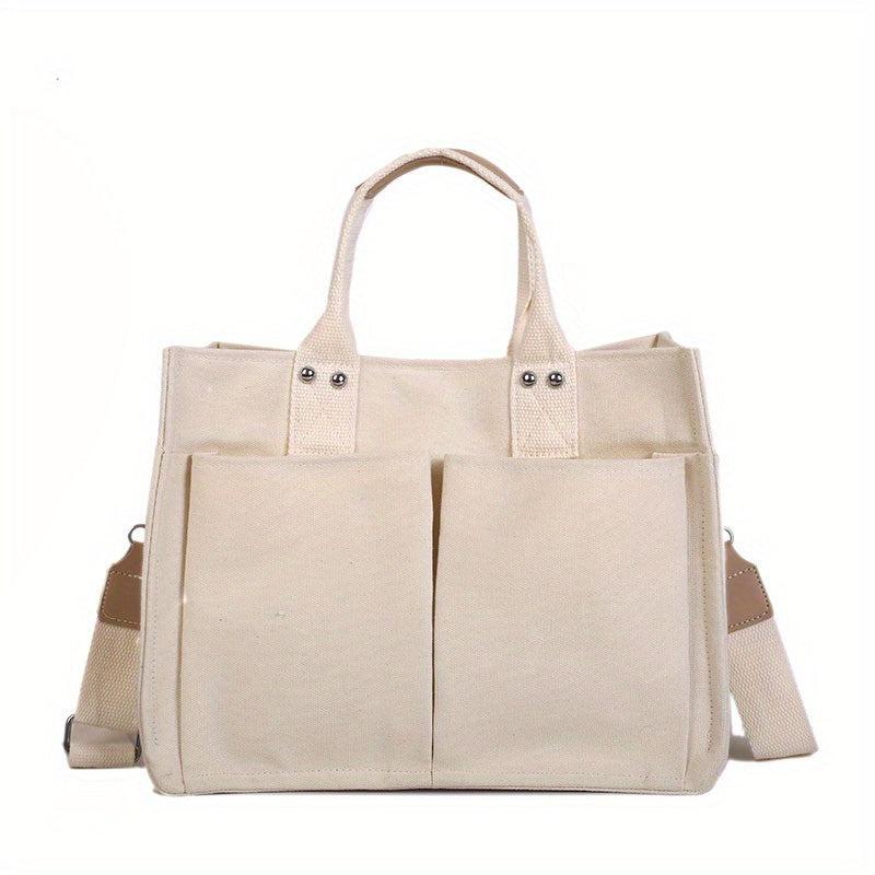 Women's Canvas Minimalist Tote Bag Lightweight Shoulder Bag
