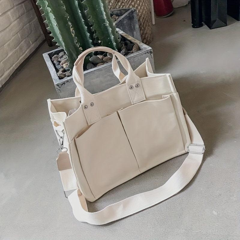 Women's Canvas Minimalist Tote Bag Lightweight Shoulder Bag
