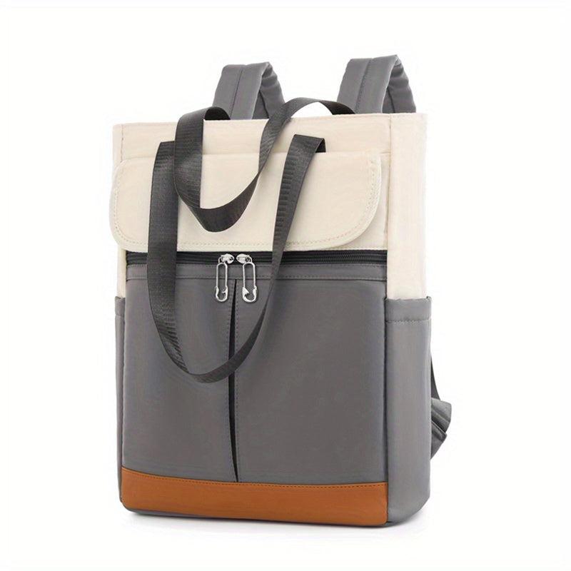 Contrast Tote Backpack Casual Nylon Laptop Daypack Shoulder Bag For Women