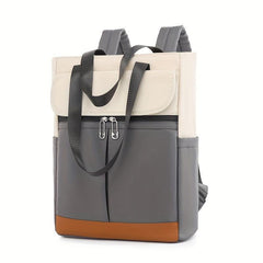 Contrast Tote Backpack Casual Nylon Laptop Daypack Shoulder Bag For Women
