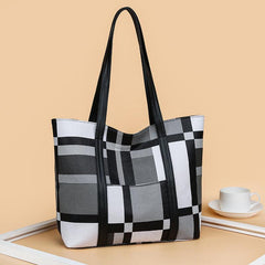 Lattice Pattern Tote Bag Large Capacity for Women's Work