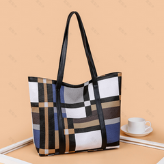 Lattice Pattern Tote Bag Large Capacity for Women's Work