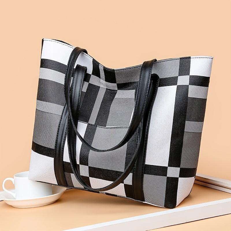 Lattice Pattern Tote Bag Large Capacity for Women's Work