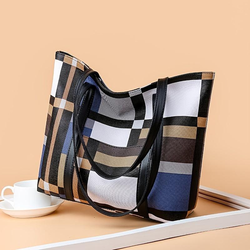 Lattice Pattern Tote Bag Large Capacity for Women's Work
