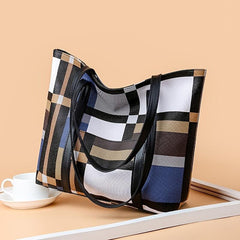 Lattice Pattern Tote Bag Large Capacity for Women's Work