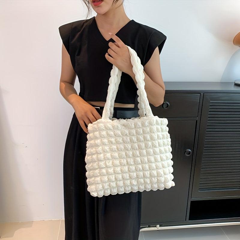 Cloud Bubble Ruched Tote Bag Solid Shoulder Bag For Shopping