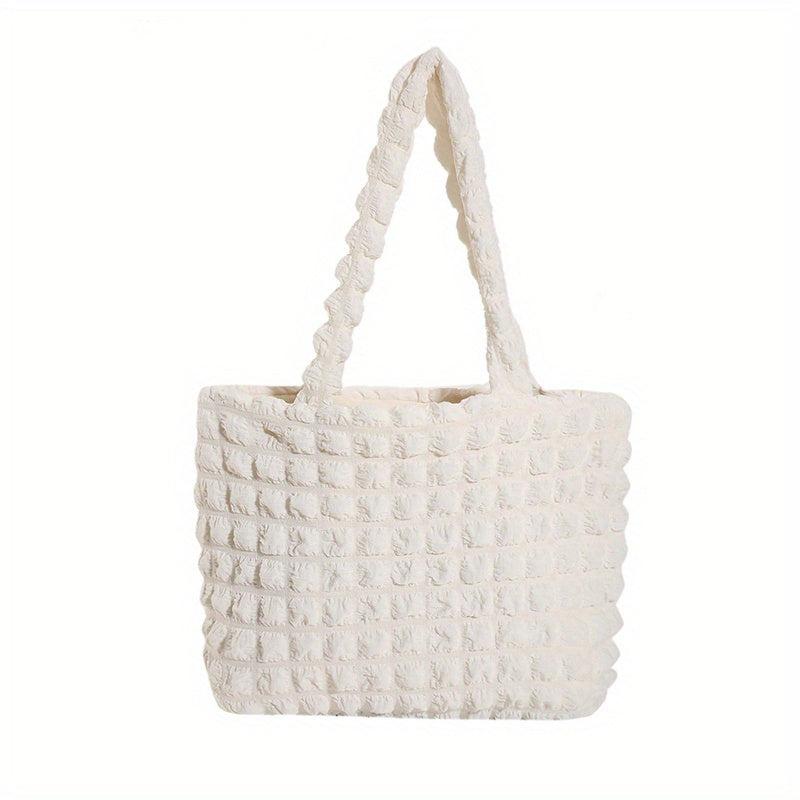 Cloud Bubble Ruched Tote Bag Solid Shoulder Bag For Shopping