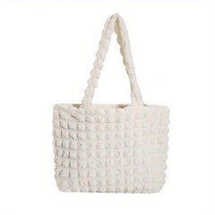 Cloud Bubble Ruched Tote Bag Solid Shoulder Bag For Shopping