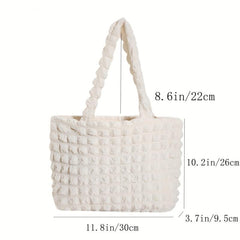 Cloud Bubble Ruched Tote Bag Solid Shoulder Bag For Shopping