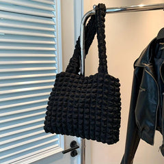 Cloud Bubble Ruched Tote Bag Solid Shoulder Bag For Shopping