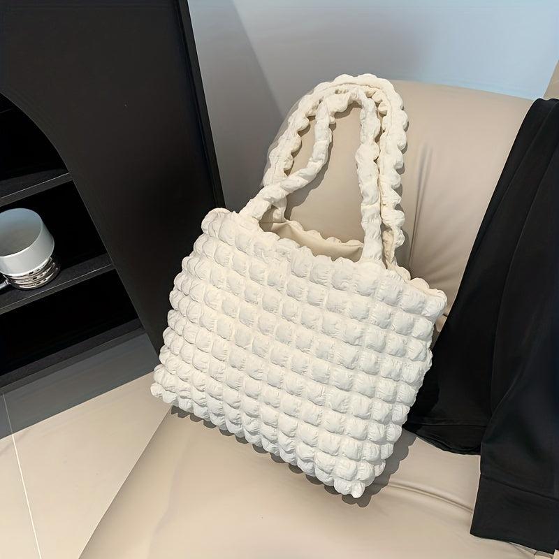 Cloud Bubble Ruched Tote Bag Solid Shoulder Bag For Shopping