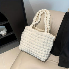 Cloud Bubble Ruched Tote Bag Solid Shoulder Bag For Shopping