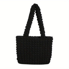 Cloud Bubble Ruched Tote Bag Solid Shoulder Bag For Shopping