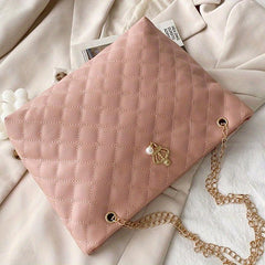 Argyle Quilted Tote Bag Chain Shoulder Bag Handbag For Women