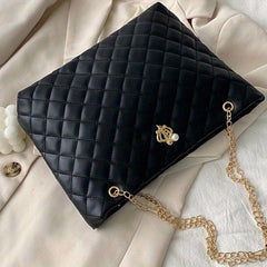 Argyle Quilted Tote Bag Chain Shoulder Bag Handbag For Women