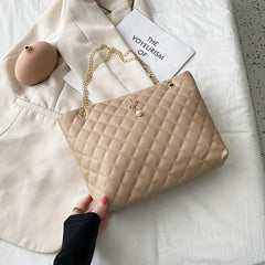 Argyle Quilted Tote Bag Chain Shoulder Bag Handbag For Women