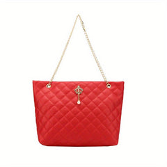 Argyle Quilted Tote Bag Chain Shoulder Bag Handbag For Women