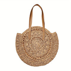 Straw Woven Beach Bag Large Capacity Shoulder Bag Hollow Out Tote Bag