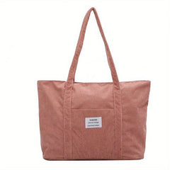 Large Capacity Corduroy Tote Bag Lightweight Shoulder Bag