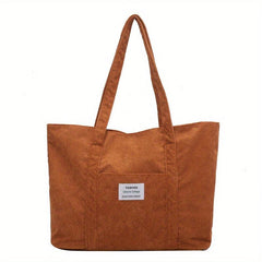 Large Capacity Corduroy Tote Bag Lightweight Shoulder Bag