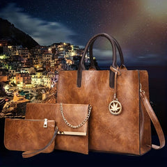 3Pcs Retro Tote Bag Set Chain Crossbody Bag & Coin Purse