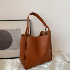 Vintage Bucket Shoulder Bag Large Capacity Tote Bag Solid