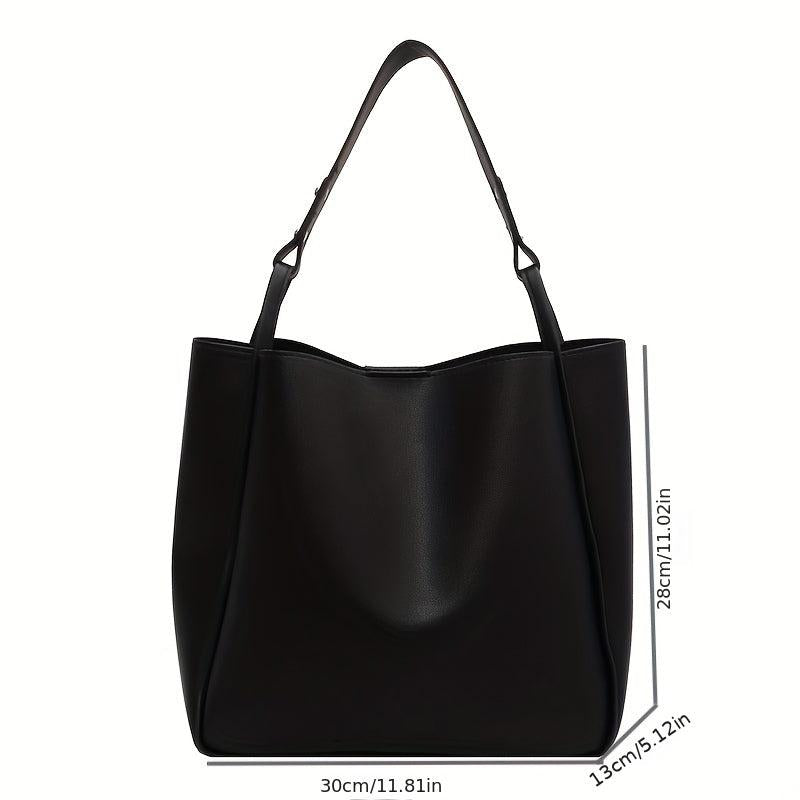 Vintage Bucket Shoulder Bag Large Capacity Tote Bag Solid