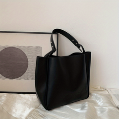 Vintage Bucket Shoulder Bag Large Capacity Tote Bag Solid
