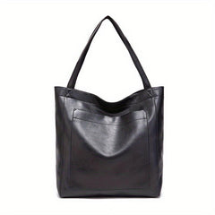 Large Capacity Retro Faux Leather Tote Bag Women's Shoulder Handbag