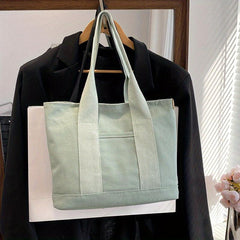 Minimalist Canvas Tote Bag All Match Shoulder Bag Lightweight Large Capacity Bag