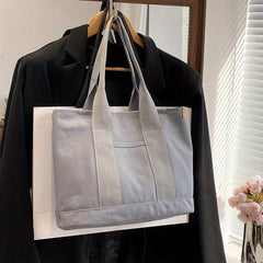 Minimalist Canvas Tote Bag All Match Shoulder Bag Lightweight Large Capacity Bag