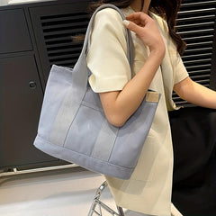 Minimalist Canvas Tote Bag All Match Shoulder Bag Lightweight Large Capacity Bag