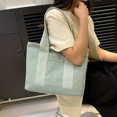 Minimalist Canvas Tote Bag All Match Shoulder Bag Lightweight Large Capacity Bag