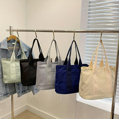 Minimalist Canvas Tote Bag All Match Shoulder Bag Lightweight Large Capacity Bag