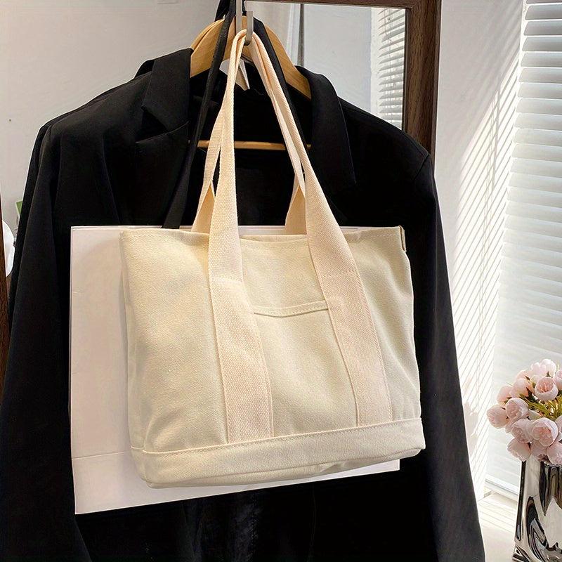 Minimalist Canvas Tote Bag All Match Shoulder Bag Lightweight Large Capacity Bag