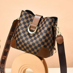 Plaid Pattern Tote Shoulder Bag Zipper Storage Handbag