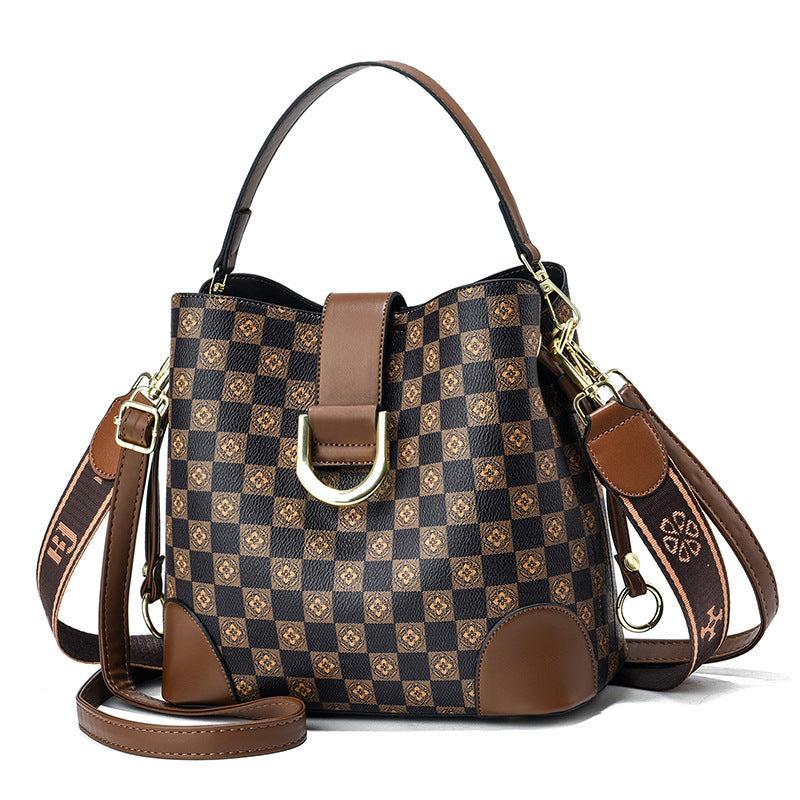 Plaid Pattern Tote Shoulder Bag Zipper Storage Handbag