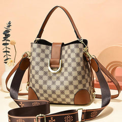 Plaid Pattern Tote Shoulder Bag Zipper Storage Handbag