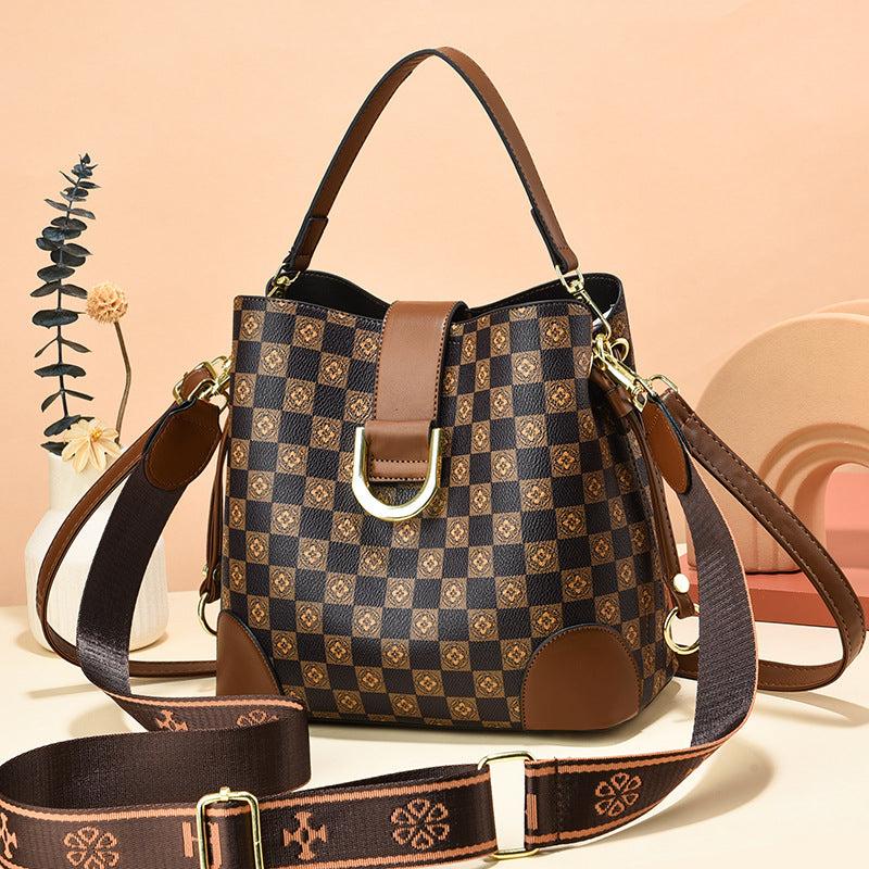 Plaid Pattern Tote Shoulder Bag Zipper Storage Handbag