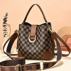Plaid Pattern Tote Shoulder Bag Zipper Storage Handbag