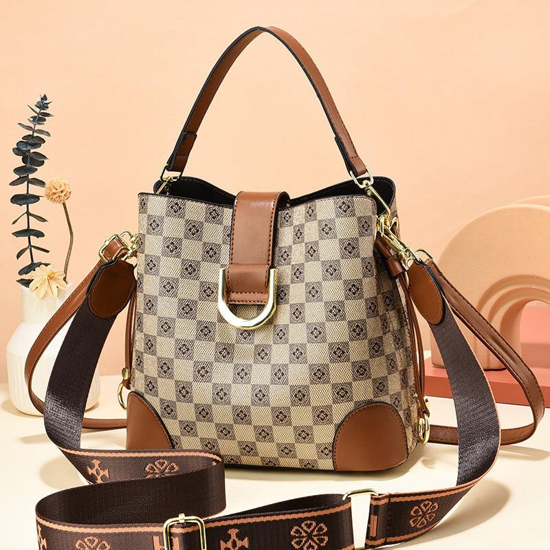 Plaid Pattern Tote Shoulder Bag Zipper Storage Handbag