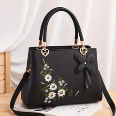 Floral Embroidery Crossbody Bag Women's Top Handle Satchel Purses