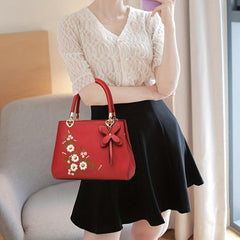 Floral Embroidery Crossbody Bag Women's Top Handle Satchel Purses