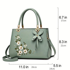 Floral Embroidery Crossbody Bag Women's Top Handle Satchel Purses